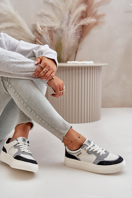Жіночі низькі кросівки з еко шкіри Big Star OO274028 біло-сірі