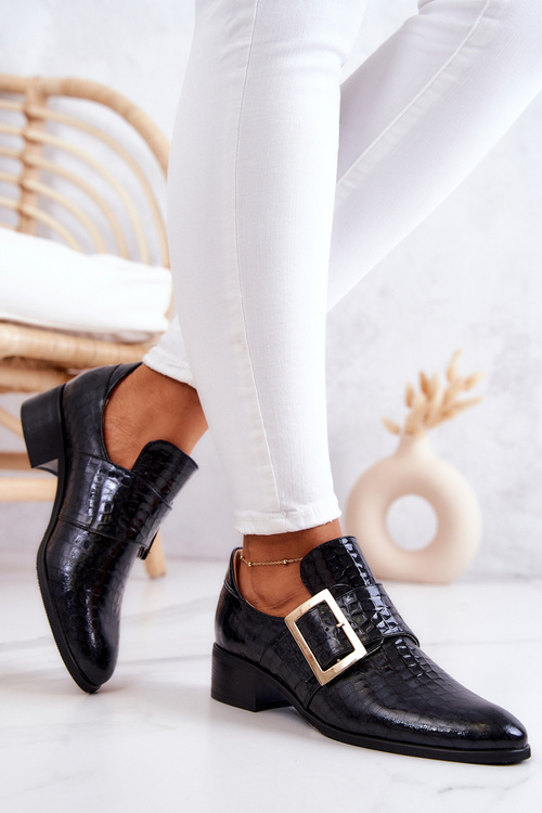 Шкіряні туфлі з пряжкою Black Taliya