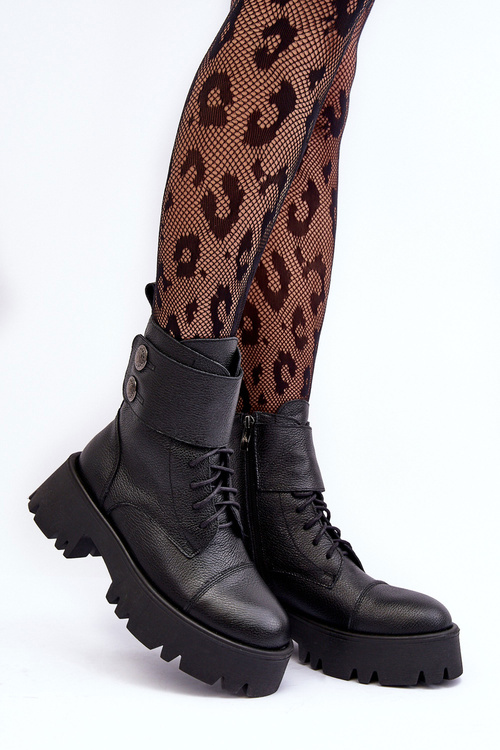 Шкіряні ботильйони жіночі чорні Anceria