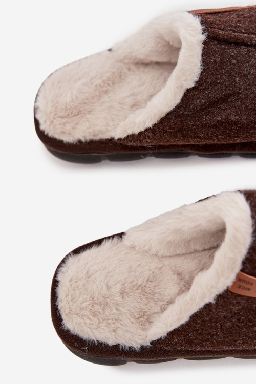 Чоловічі тапочки з теплою хутром шоколадні Darielle