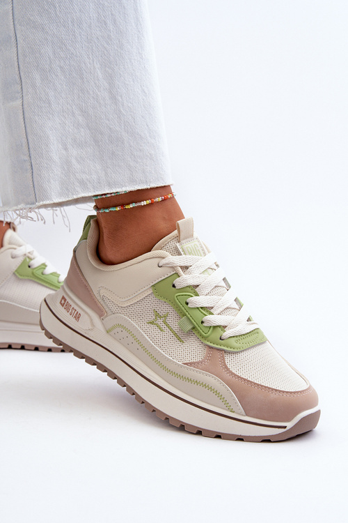 Жіночі кросівки Big Star NN274A091 бежево-зелені