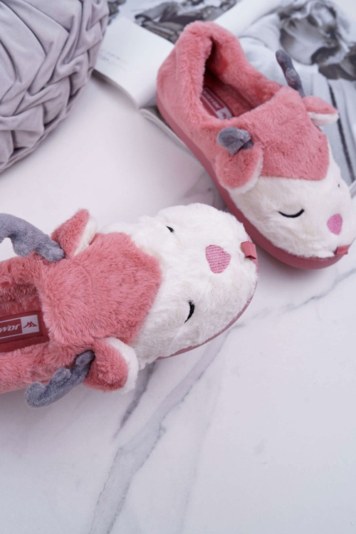 Жіночі тапочки з хутром оленя. Темно-рожевий олень