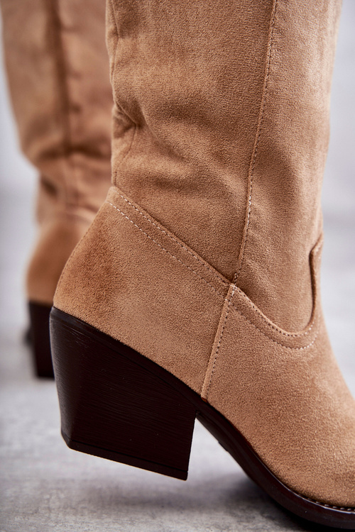 замшеві ковбойські чоботи Beige Casey