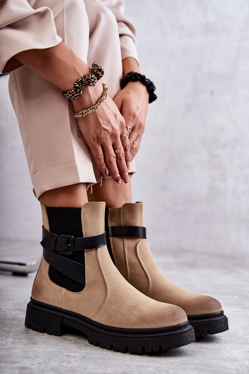 Жіночі теплі черевики Jodhpur з поясом Бежеві Хосе
