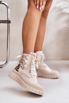 Жіночі ботильйони на платформі з декоративною шнурівкою леопардові світло-бежеві Edidda