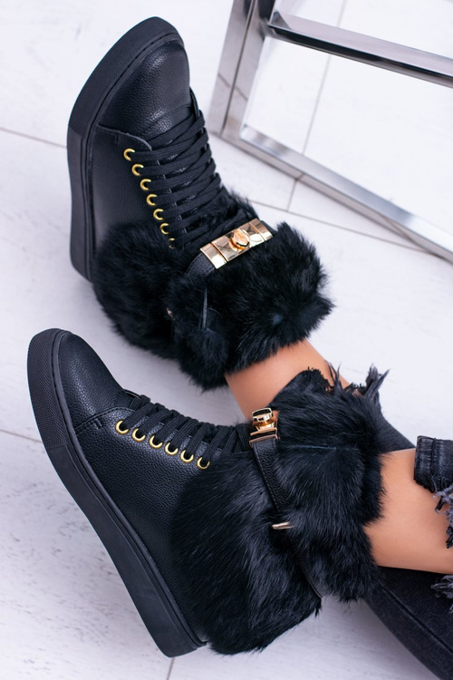 Чорні чоботи Lu Boo з натуральним хутром Gisele