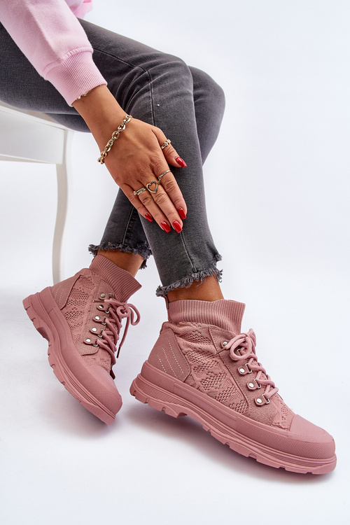 Жіночі кросівки з еластичним верхом рожевого кольору