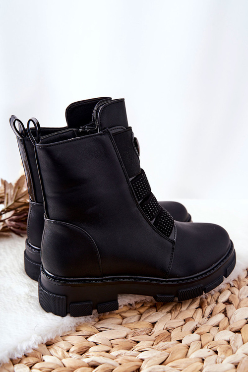 Чоботи дитячі утеплені хутром чорні Miraven