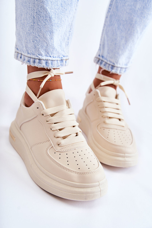 Класичні шкіряні спортивні туфлі бежеві Jennys