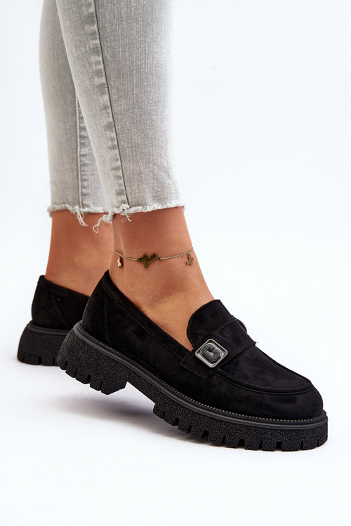 Чорні жіночі лофери Flanila з ремінцем