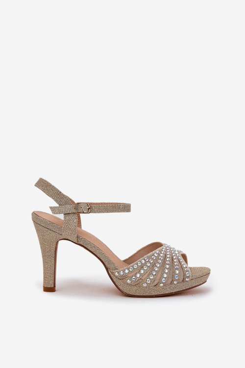 Сандалі На Каблуку З Декором І Блиском D&A MR1038-33 Золоті