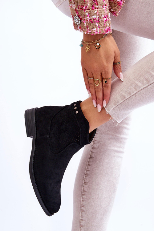 Жіночі замшеві чоботи на плоскій підошві Black Liana