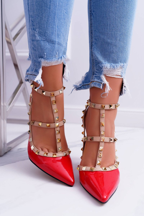 Жіночі туфлі на шпильці VICES лаковані червоні з шпильками Valenti Jets