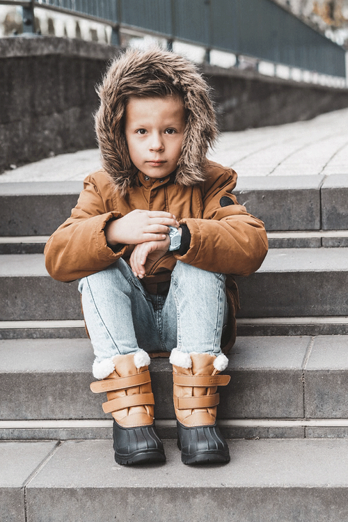 Дитячі снігові черевики на липучці Big Star KK374237 Camel