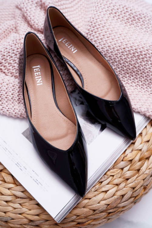 Жіночі лаковані балетки з гострим гострою, чорні Tell Me
