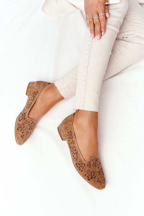 Ажурні жіночі лофери Sergio Leone BL627 Camel