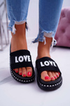 Жіночі шльопанці на платформі зі стразами Love Black MoreLove