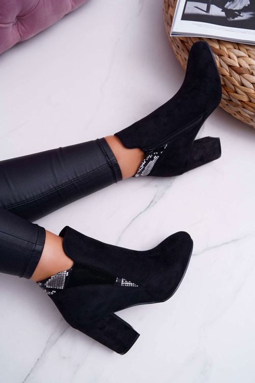 Жіночі чоботи на шпильці замшеві чорні Jollow
