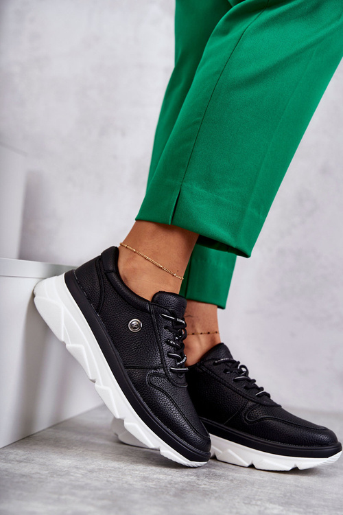 Жіноче шкіряне спортивне взуття чорного кольору Camrose