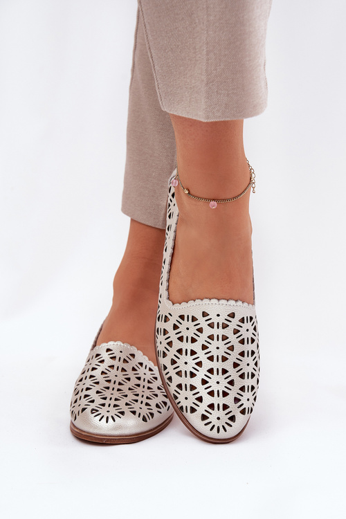 Шкіряні Перфоровані Жіночі Мокасини S.Barski LR51-646 Золоті