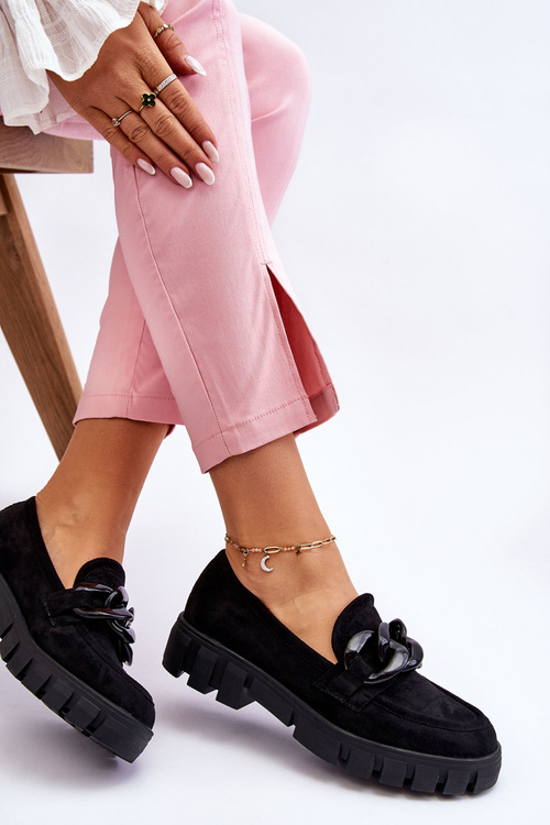 Жіночі замшеві лофери на платформі Black Bennett