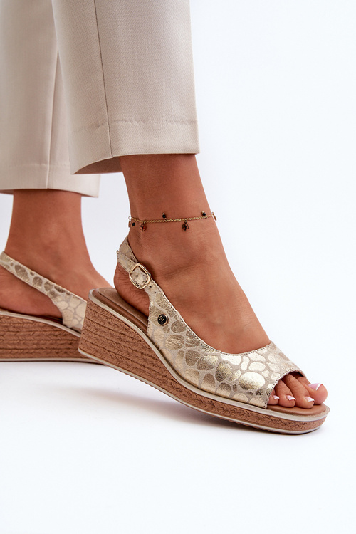 Жіночі босоніжки на танкетці Sergio Leone SK301 Gold