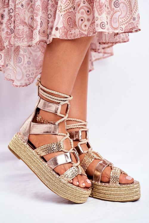 Жіночі босоніжки на платформі еспадрільї Gold Eromica