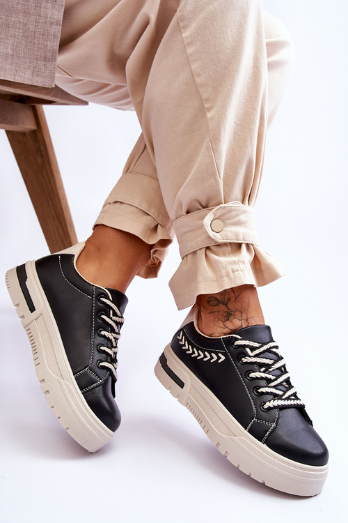 Зручне жіноче спортивне взуття на платформі Чорно-бежевий Деван