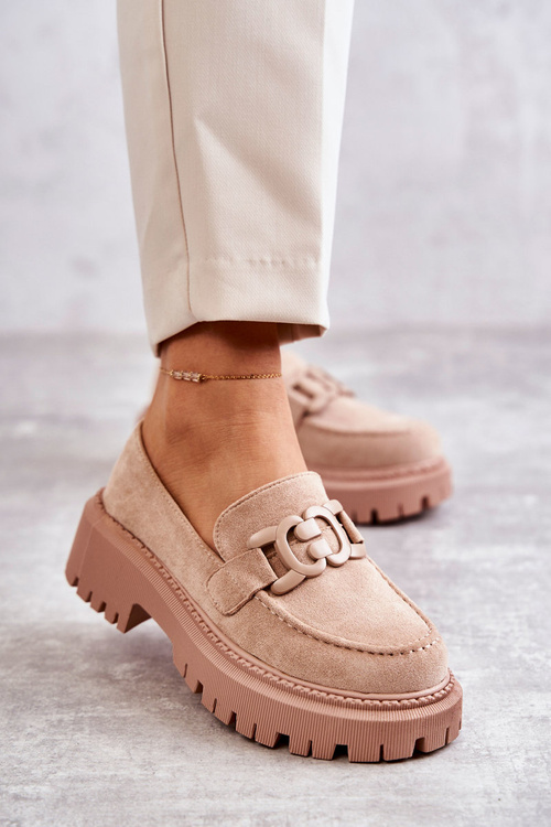 Жіночі броги замшеві з декором бежеві Leeza