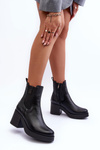 Шкіряні жіночі чоботи на підборах Чорні Kodra