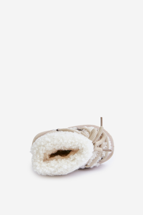 Дитячі теплі зимові черевики на шнурівці Asija Beige