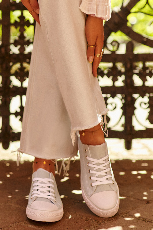 Жіночі класичні низькі парусинові кросівки м'ятного кольору Lennabella