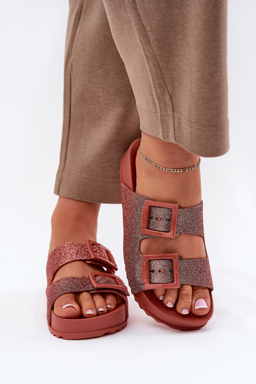Ароматні Жіночі Сандалі З Блискітками Та Пряжками Брудно Рожеві ZAXY RR285025