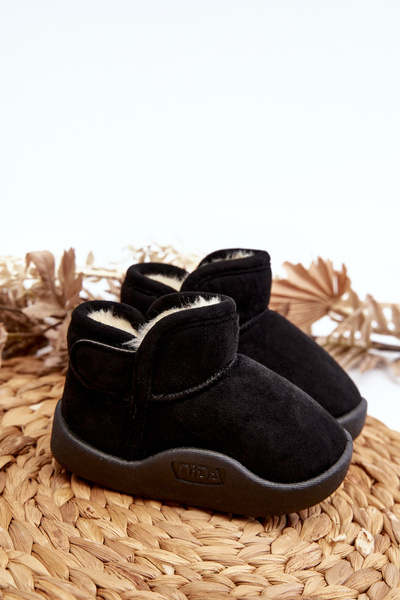 Дитячі утеплені снігові чоботи з хутряною підкладкою чорні Benigna