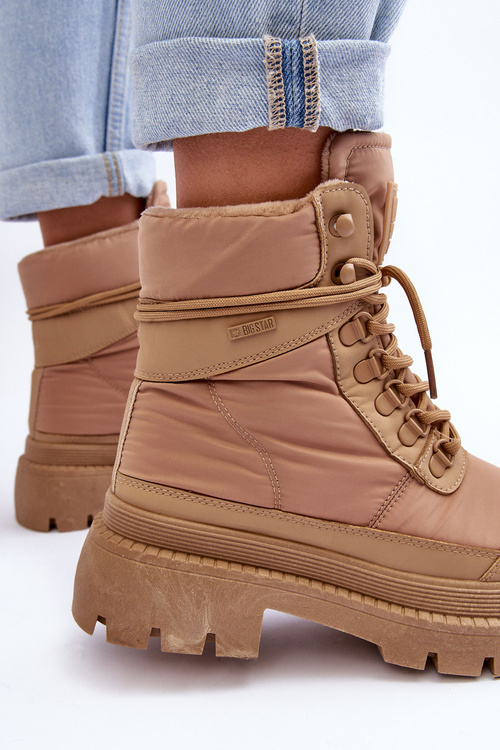 Жіночі утеплені черевики Trapper на платформі та підборах Big Star MM274340 Бежеві