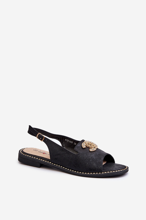 Жіночі босоніжки з декором S.Barski KV27-049 Чорні