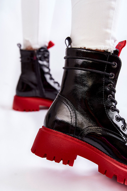 Лаковані жіночі черевики La.Fi 250045R-LA чорно-червоні