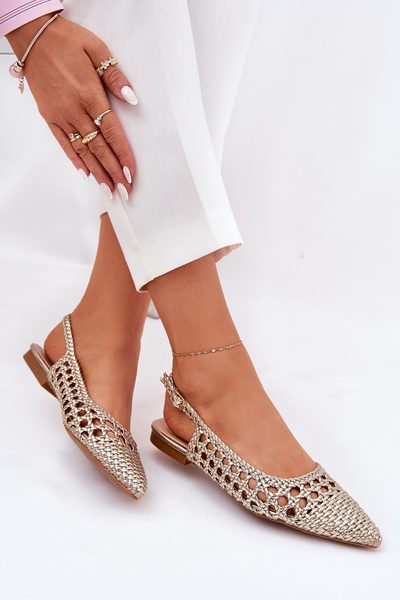 Балетки З Плетінням На Плоскому Каблуці Золоті Carollese