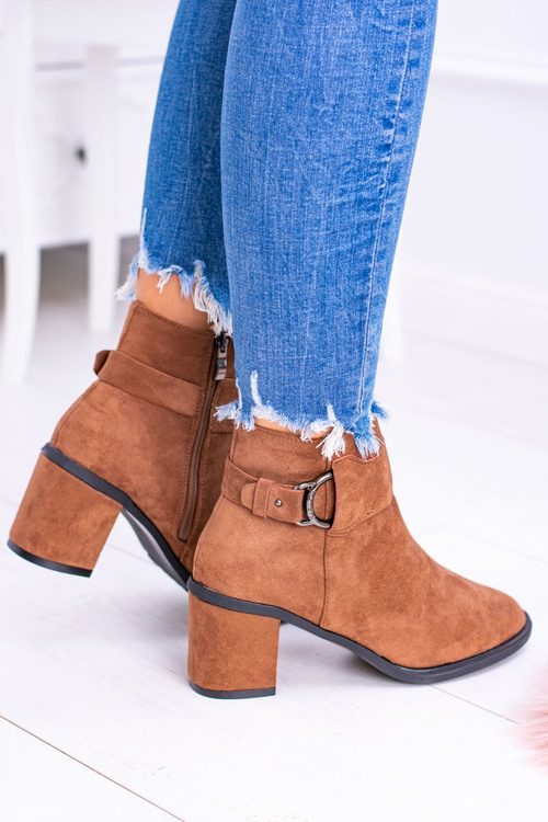 Жіночі верблюжі замшеві черевики на шпильці з пряжкою Evoret