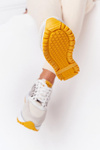 Шкіряне спортивне взуття на платформі GOE HH2N4001 біло-жовтий