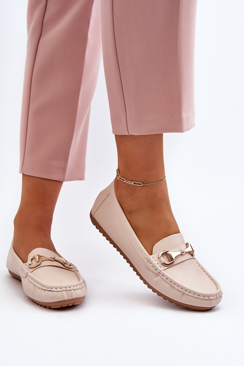 Жіночі класичні мокасини з екошкіри бежевого кольору Demese