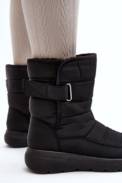 Жіночі утеплені зимові черевики на липучках, чорні Jawora