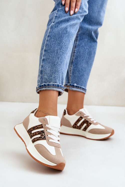 Кросівки Спортивне взуття на платформі Leopard Жіночі бежеві Thari