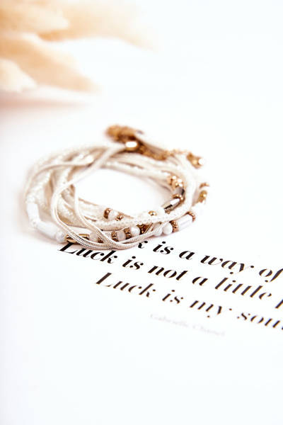 Жіночий браслет з перлами і кристалами білий