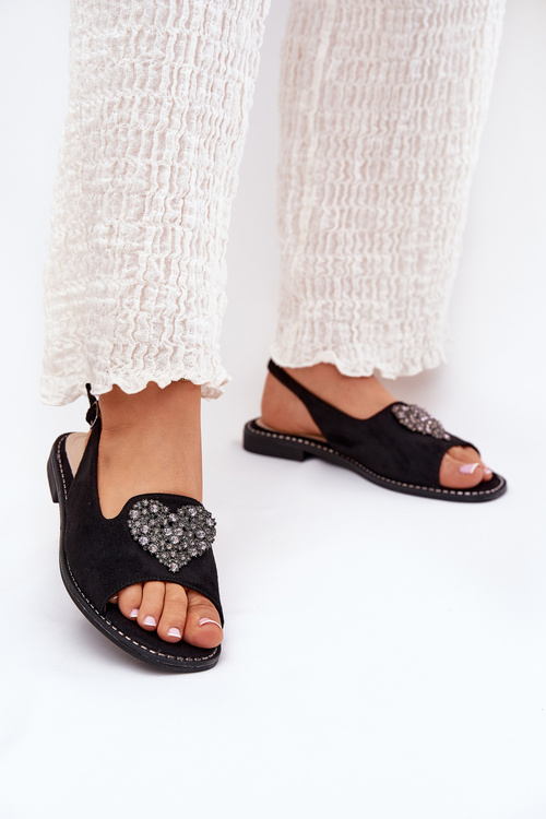 Жіночі Сандалі З Декоративним Серцем S.Barski KV27-018 Чорні