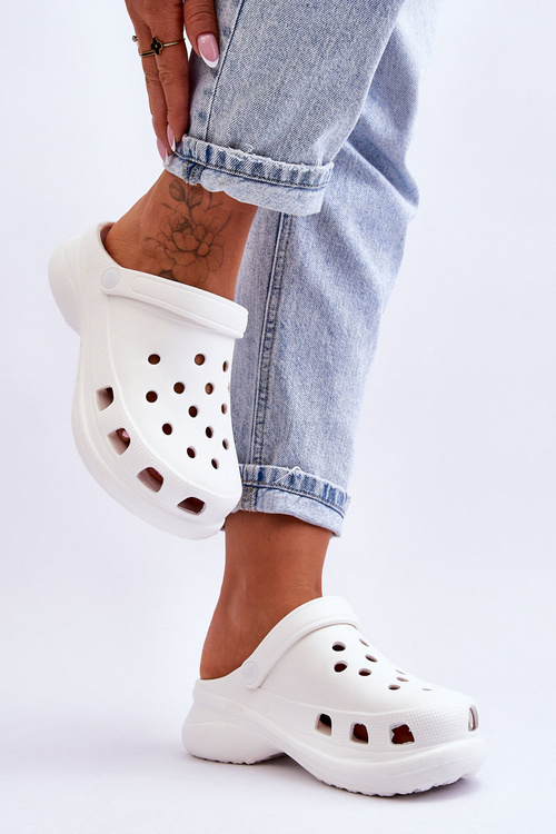 Поролонові босоніжки Crocs на масивній підошві Білі Katniss