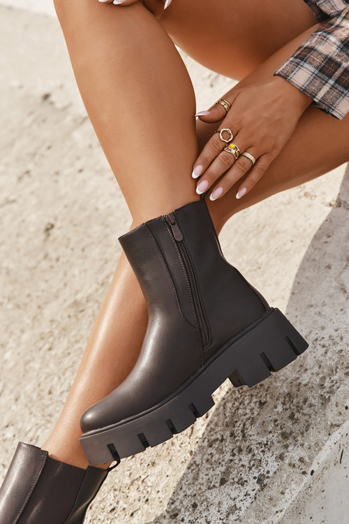 Жіночі ботфорти Fivienne теплі з екологічної шкіри темно-коричневі