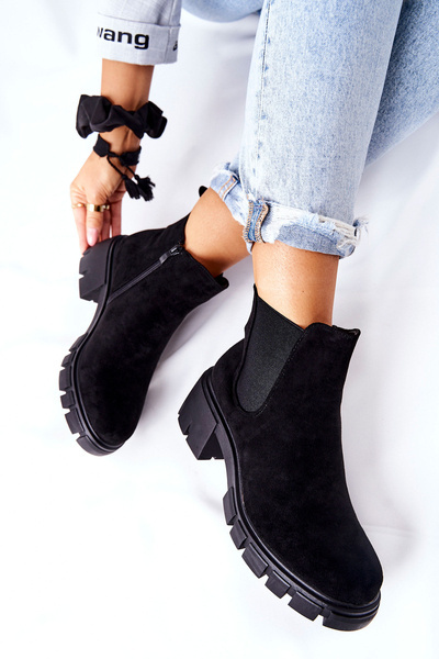 Утеплені чоботи на підборах Black Madge