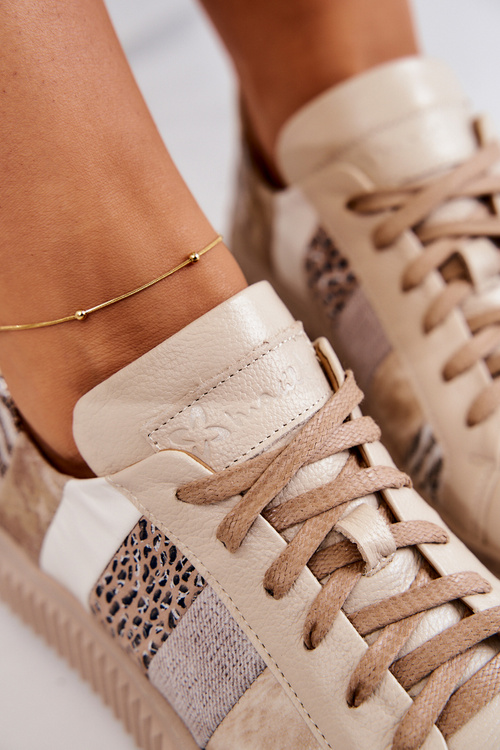 Шкіряне спортивне взуття на платформі Maciejka 05482-04 бежевий
