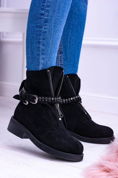 Чорні жіночі чоботи Lu Boo Rafell на блискавці з блискітками